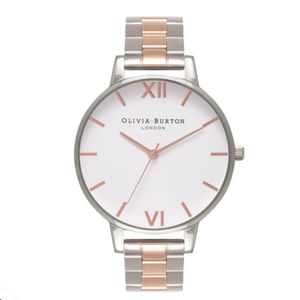 *NWOB OLIVIA BURTON Silver Rose Gold Women's Watch Roman Numeral Dial